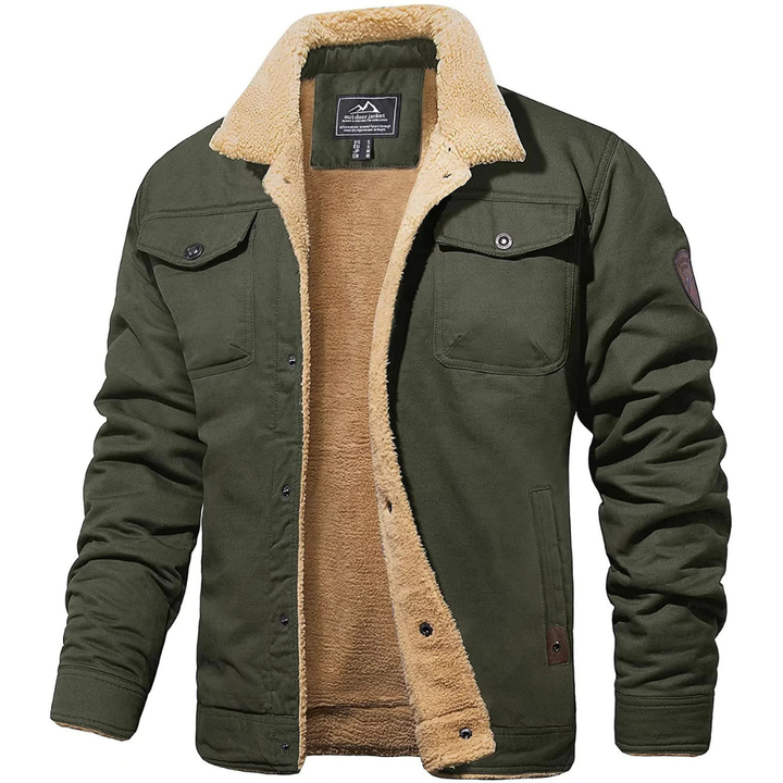 Men's warm winter thick jacket | Down button
