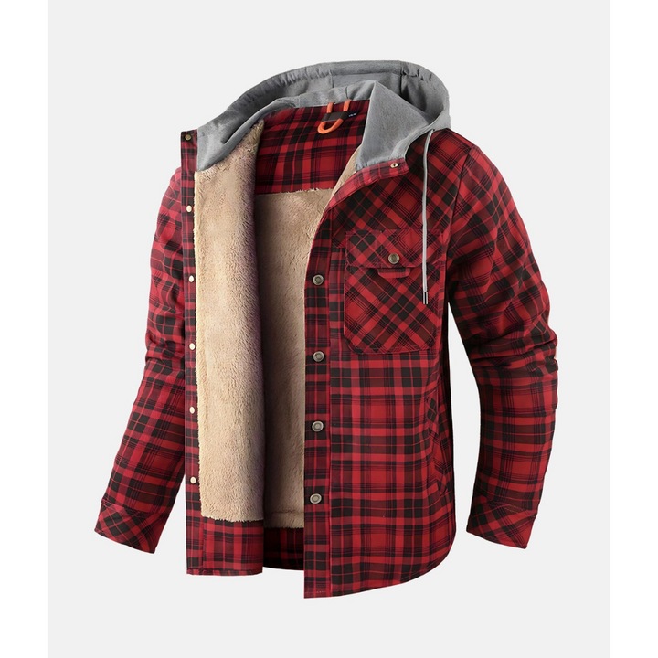 Men's checker hood button down jacket | Long -sleeved