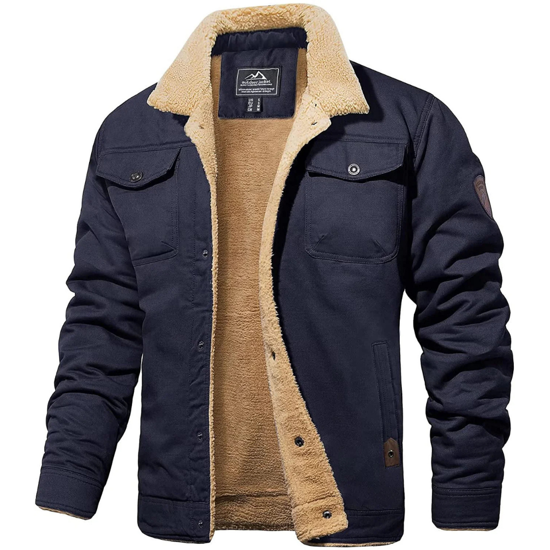 Men's warm winter thick jacket | Down button