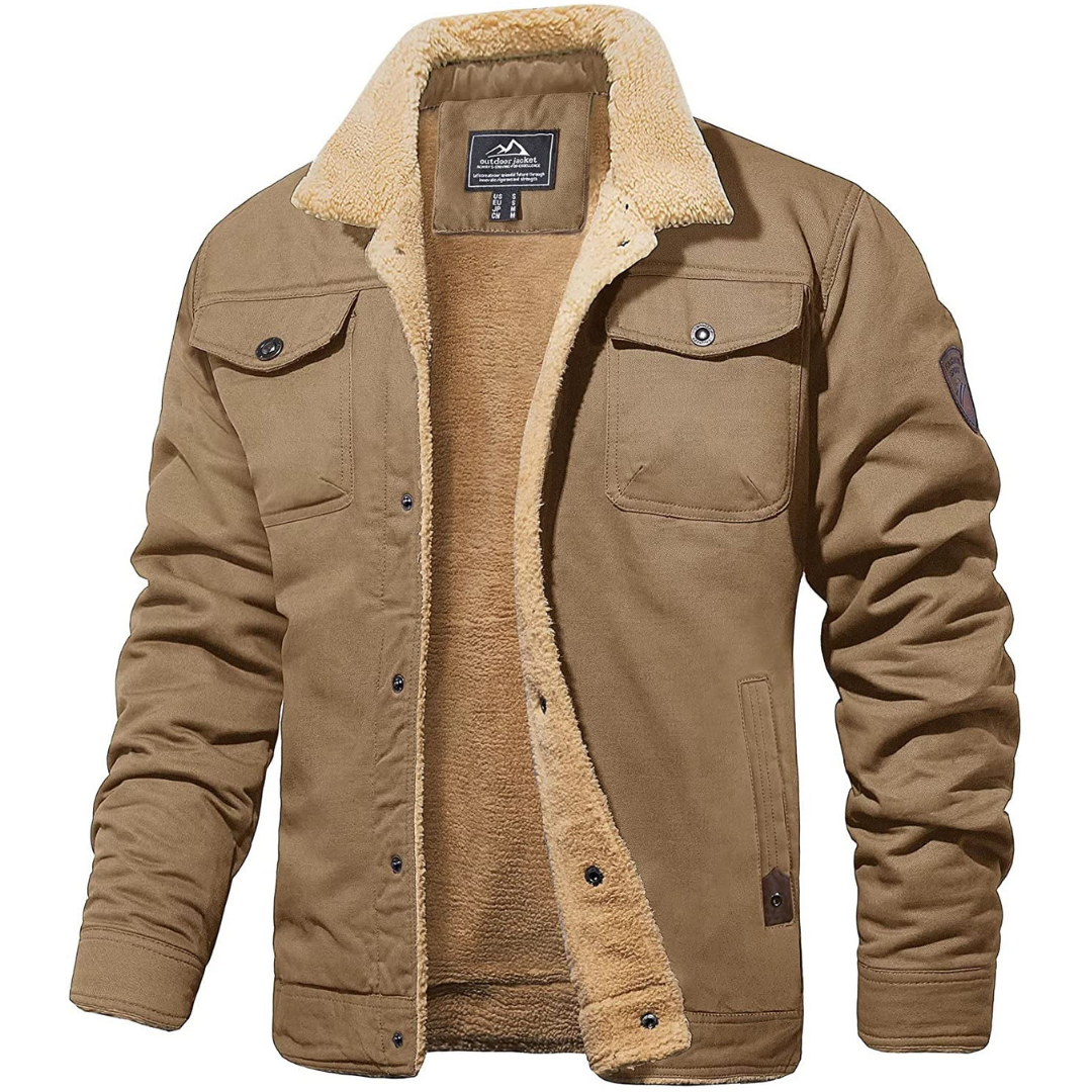 Men's warm winter thick jacket | Down button