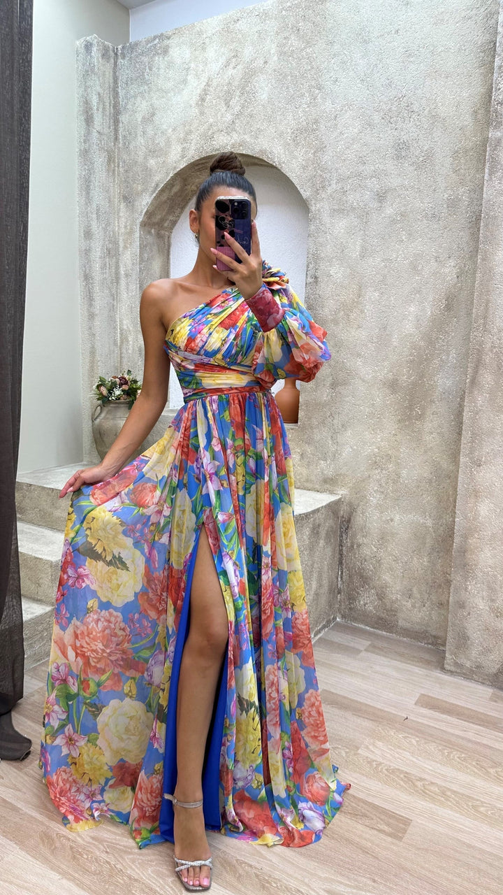 Samantha - Floral One Shoulder Dress