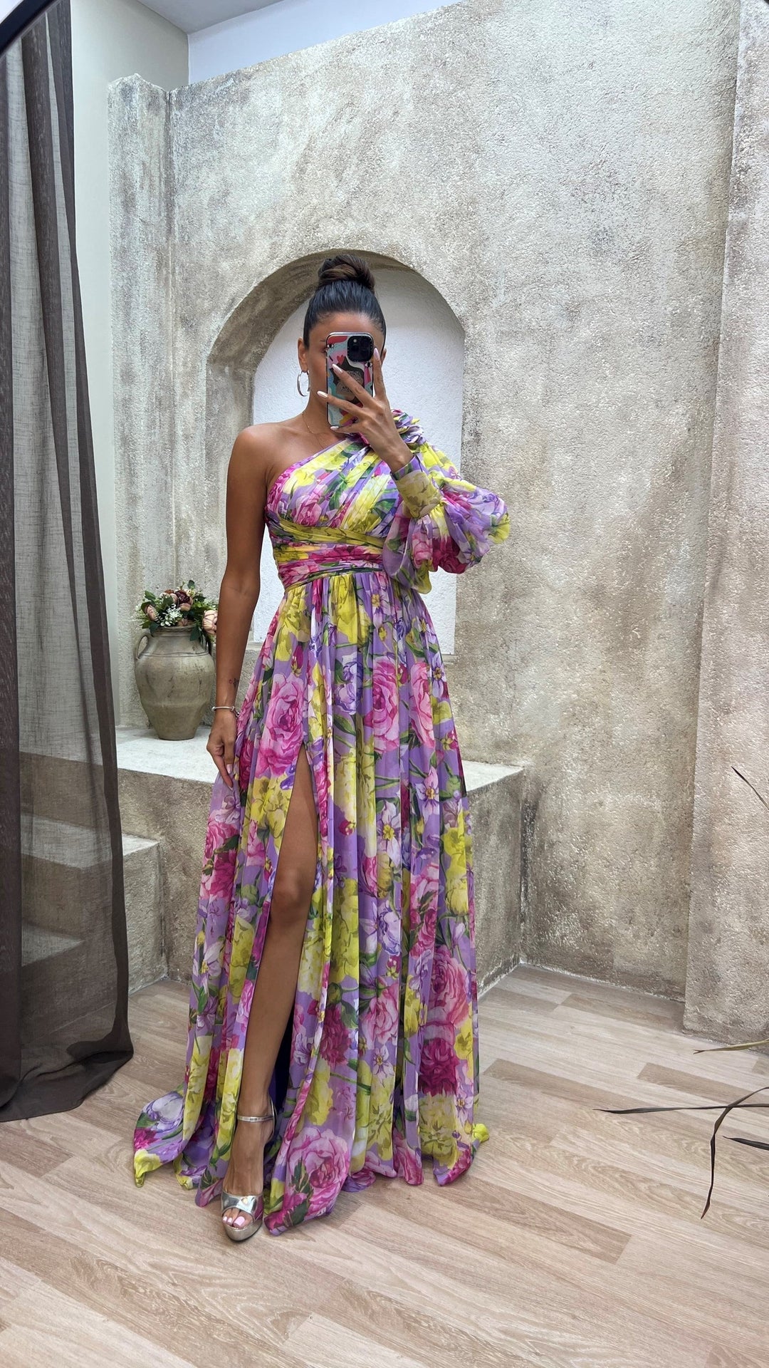 Samantha - Floral One Shoulder Dress