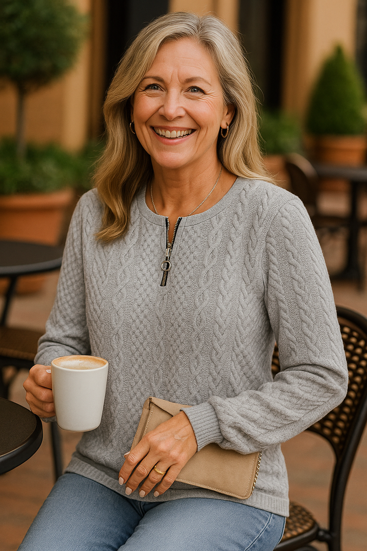 Nestelle | Cable Zip Knit - Comfort, Class and Confidence.