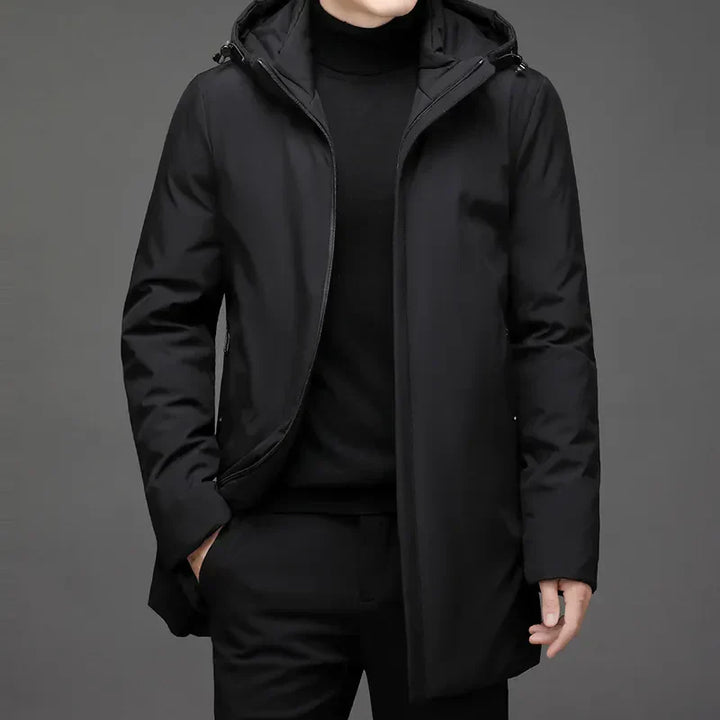 Men's zipper hood long jacket | winter