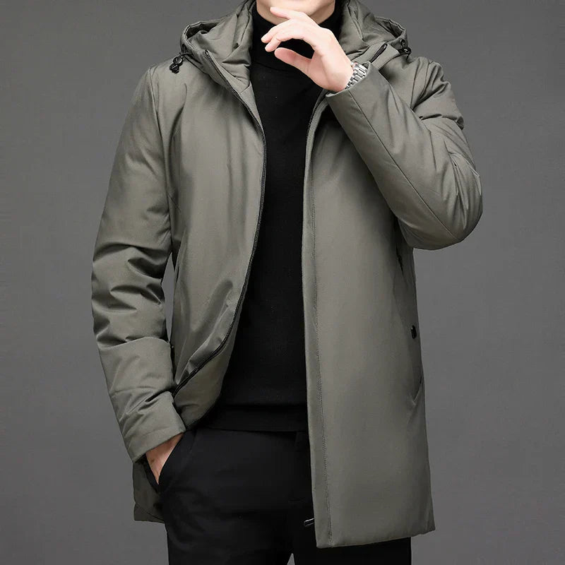 Men's zipper hood long jacket | winter