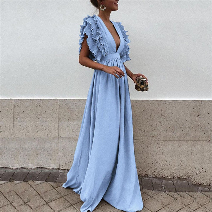 Ariella - Elegant Ruffle Sleeve Maxi Dress