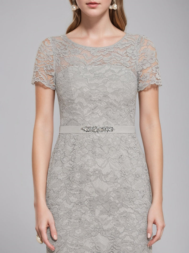 Sheath/Column Scoop Tea-Length Mother of the Bride Dresses with Jacket & Crystals