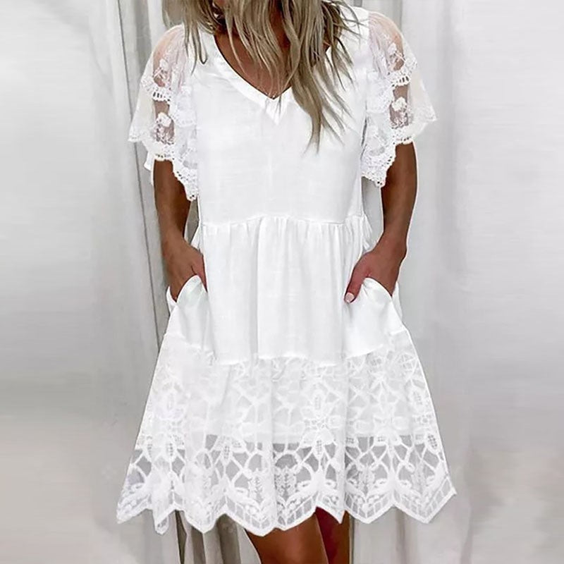 LuxeWhite Flow Dress
