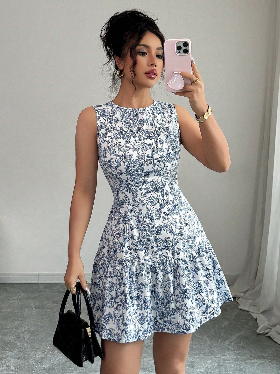 BloomCharm Sleeveless Floral Mini Dress