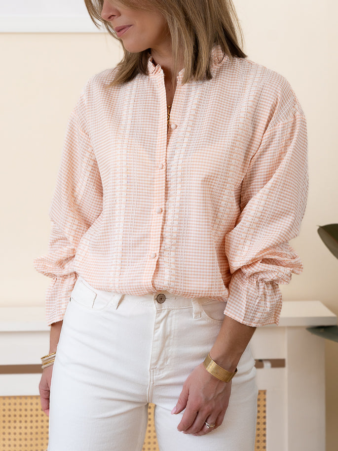 Peach Carmen Blouse