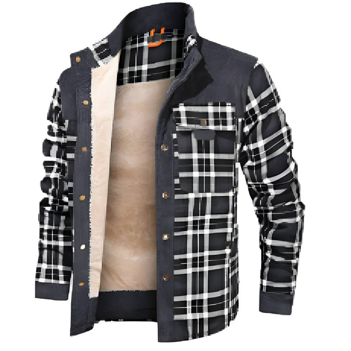 Men's warm checkered shirt jacket | Down button