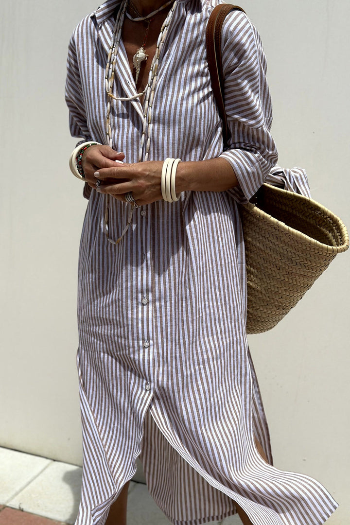 C&G™ | Timeless Striped Shirt Dress With Elegant Comfort