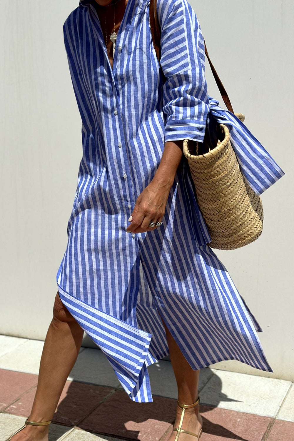 C&G™ | Timeless Striped Shirt Dress With Elegant Comfort