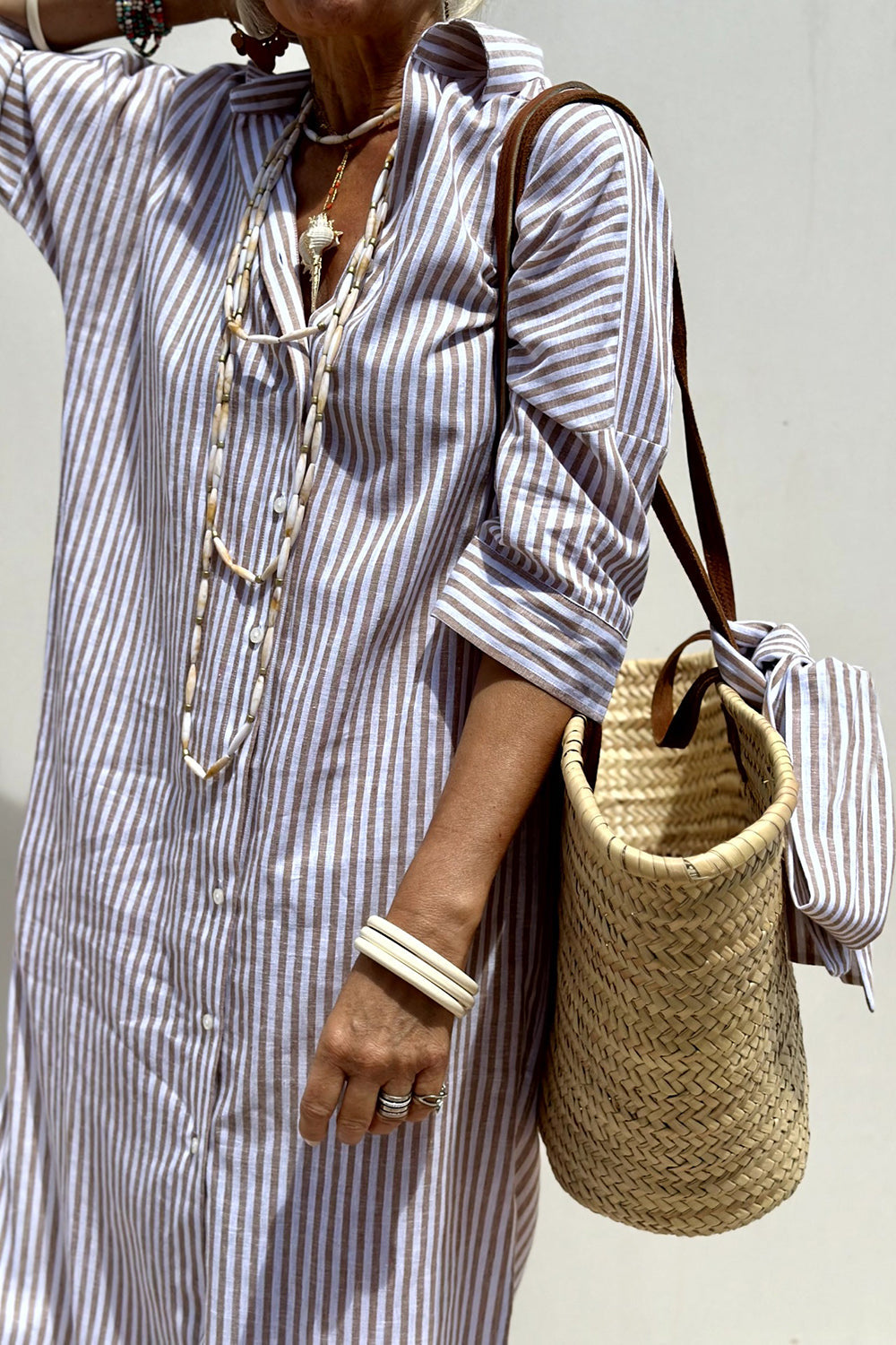 C&G™ | Timeless Striped Shirt Dress With Elegant Comfort
