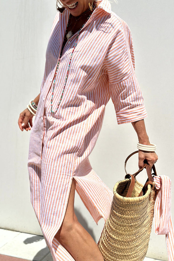 C&G™ | Timeless Striped Shirt Dress With Elegant Comfort