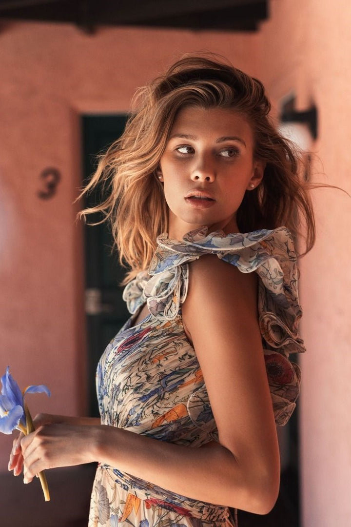 Belinda - Garden Romance Maxi Dress Elegant Floral Chiffon Formal Gown