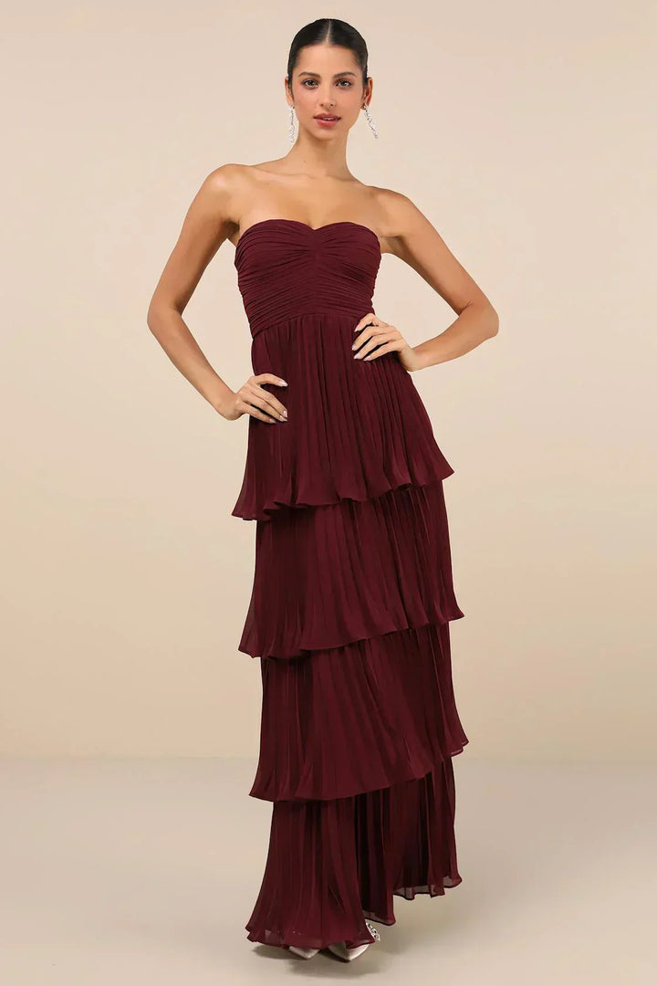 Hayley - Ruffled Pleated Maxi Dress