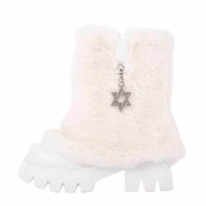 Platform Fur Fold Over Ankle Boots