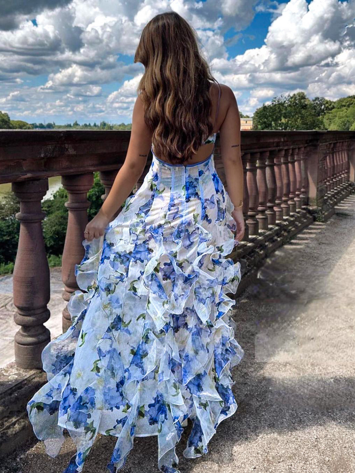 Indigo - Ruffled Floral Dress