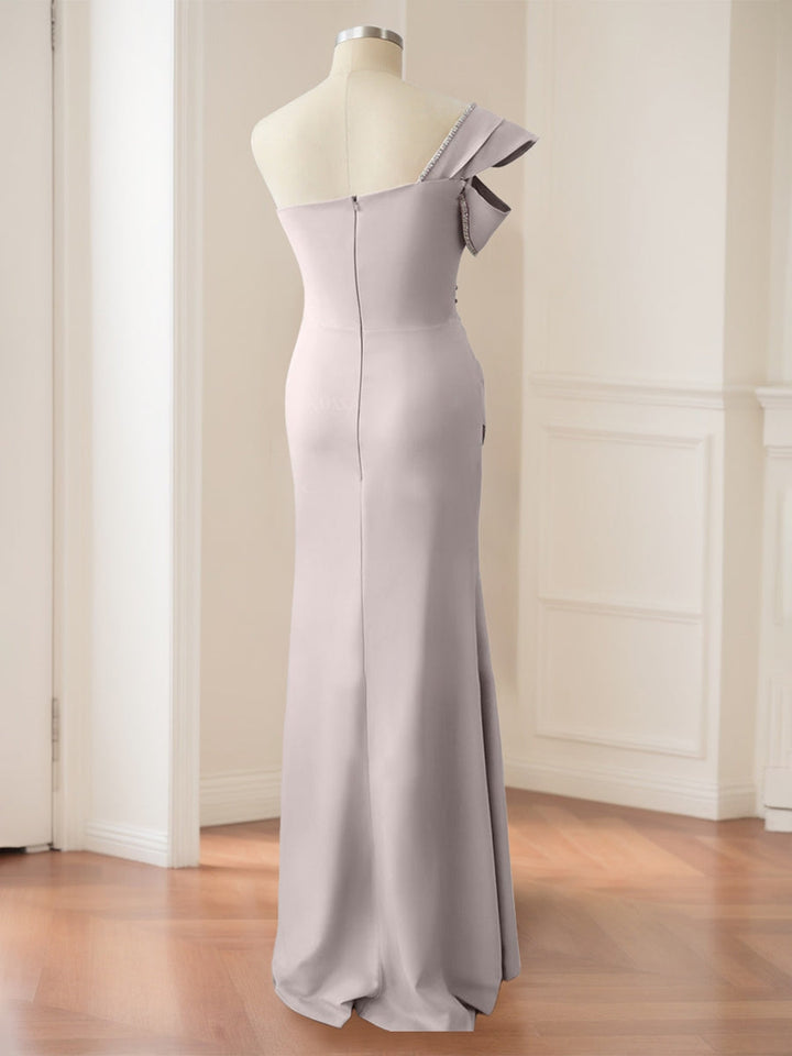 Mermaid/Trumpet One-Shoulder Floor-Length Mother of the Bride Dresses with Split Side