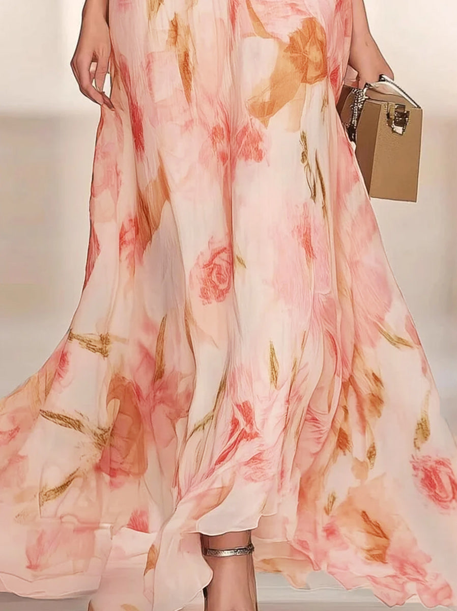 A-Line/Princess V-Neck Short Sleeves Printed Floral Mother of the Bride Dresses with Ruffles