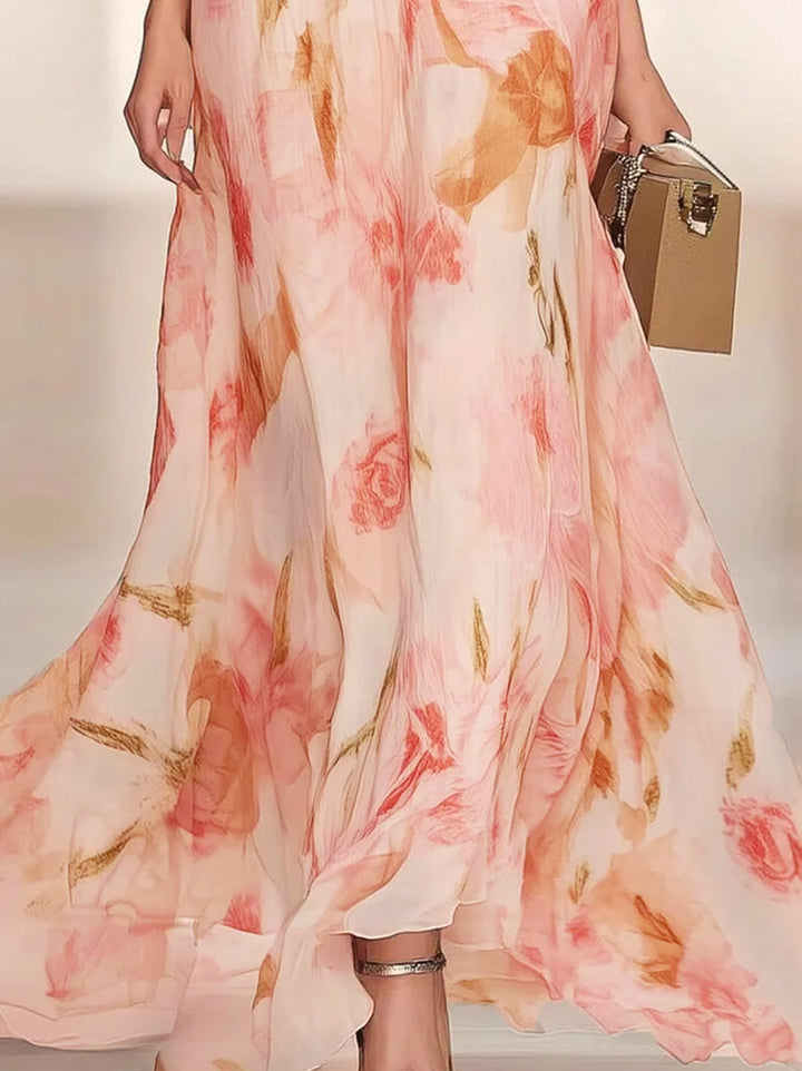 A-Line/Princess V-Neck Short Sleeves Printed Floral Mother of the Bride Dresses with Ruffles