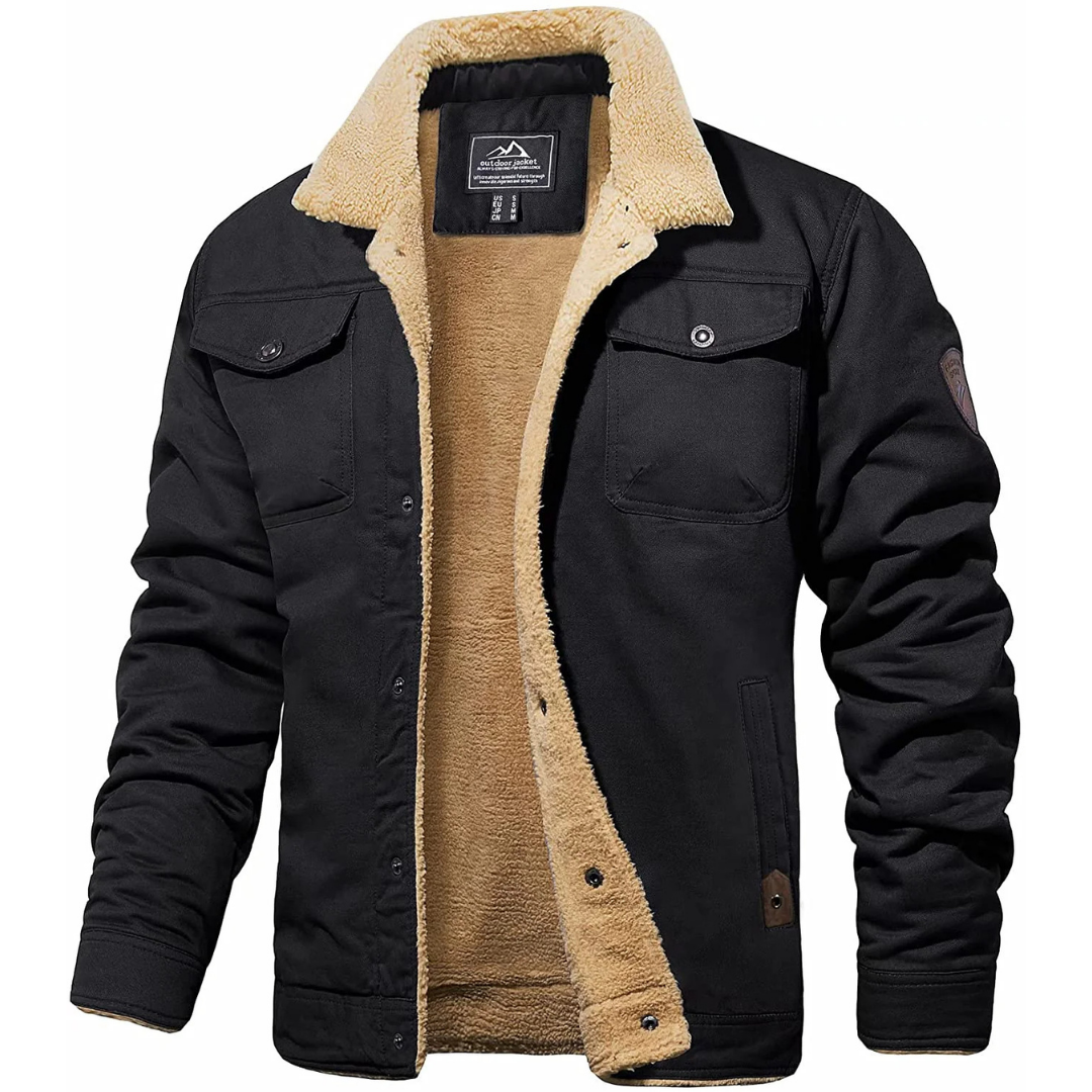 Men's warm winter thick jacket | Down button