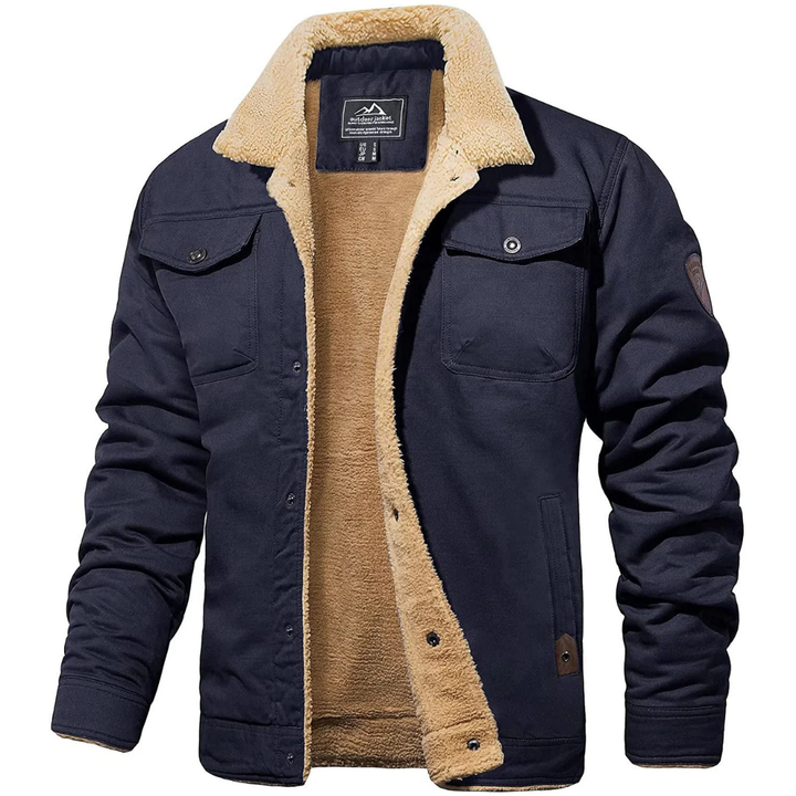 Men's warm winter thick jacket | Down button