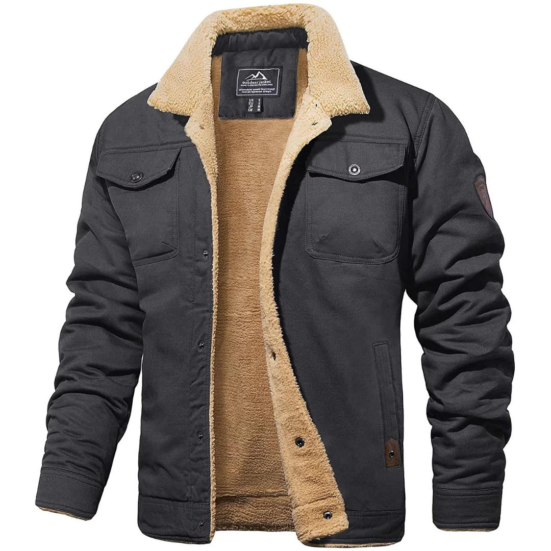 Men's warm winter thick jacket | Down button