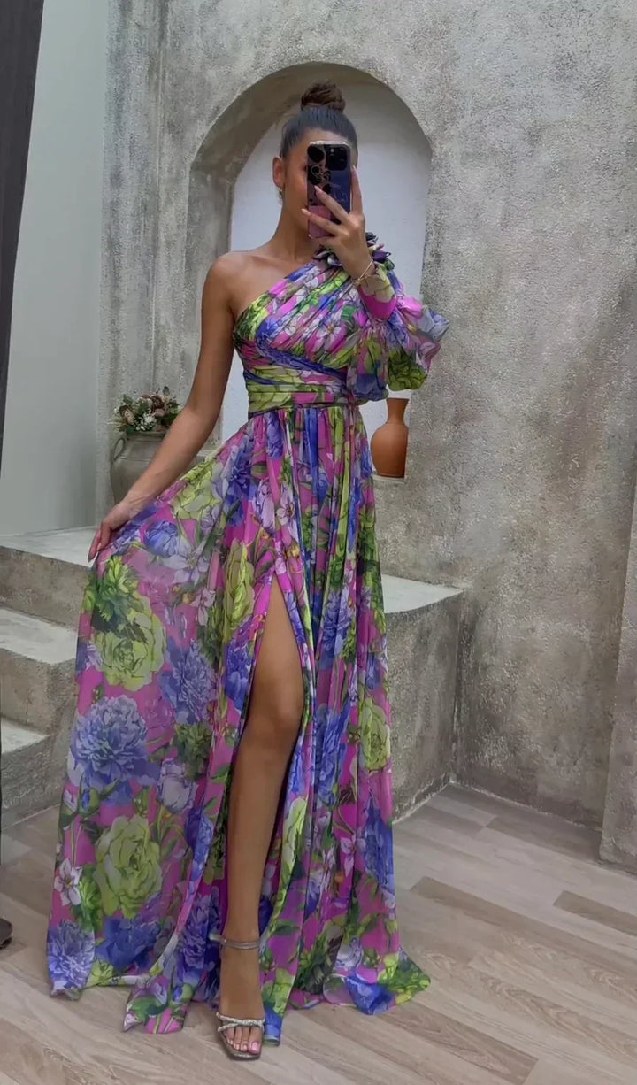 Samantha - Floral One Shoulder Dress