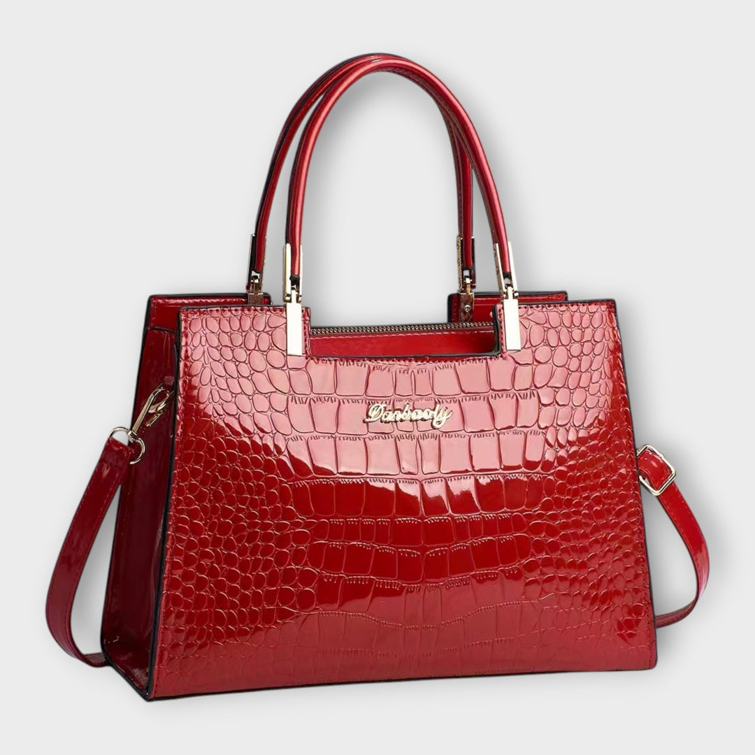 Olivia - Glossy Crocodile Pattern Handbag