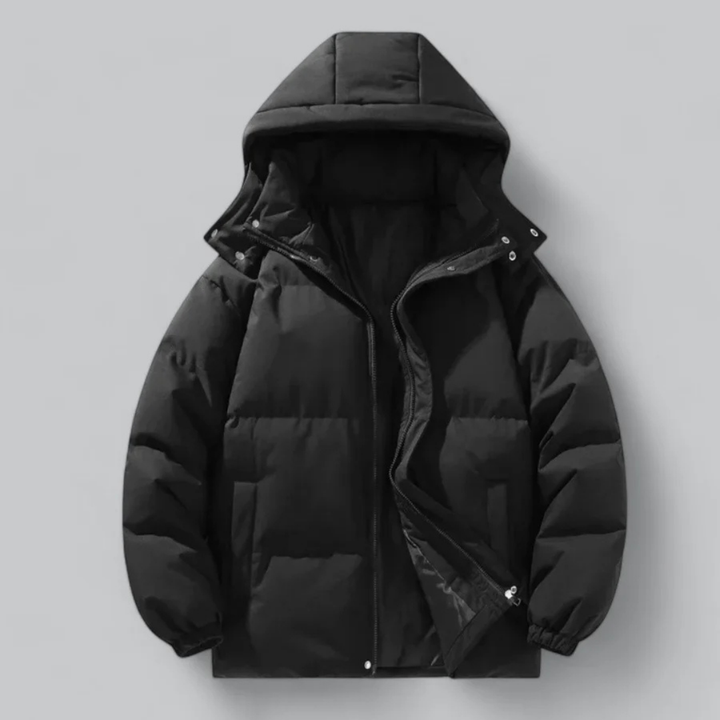 Men's buffer zipper winter jacket | hood