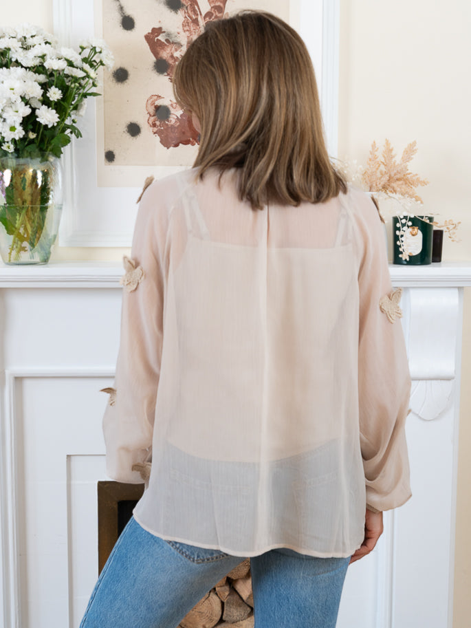 Beige Butterfly Blouse