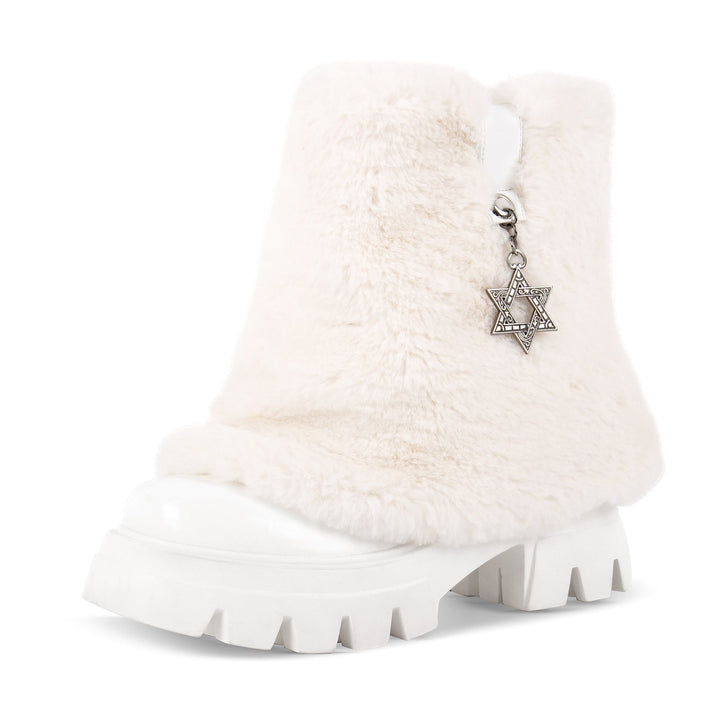 Platform Fur Fold Over Ankle Boots