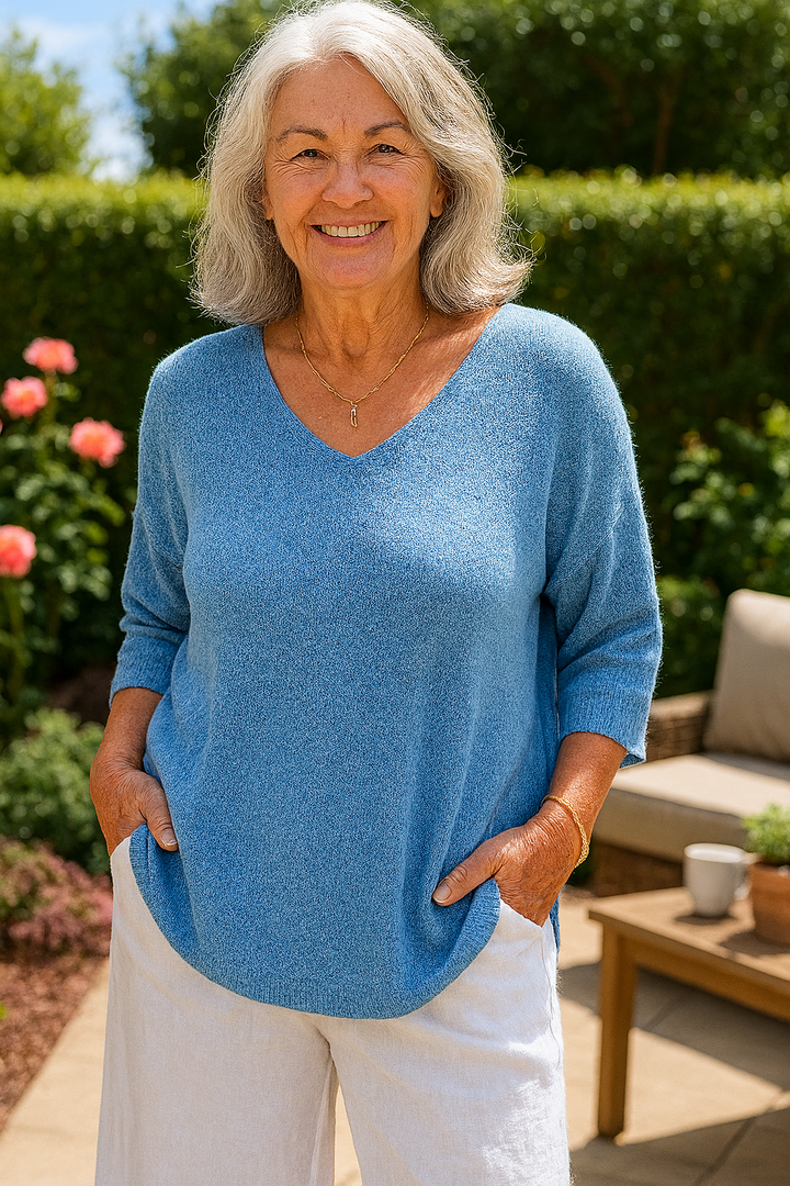 Anwen | Soft Drape V-Neck Knit - Effortlessly elegant