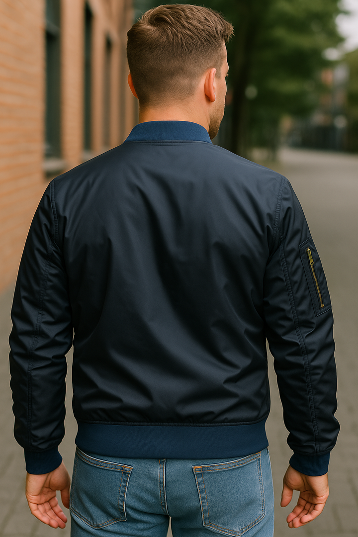 David | Classic Bomber Jacket with Utility Zipper Detail