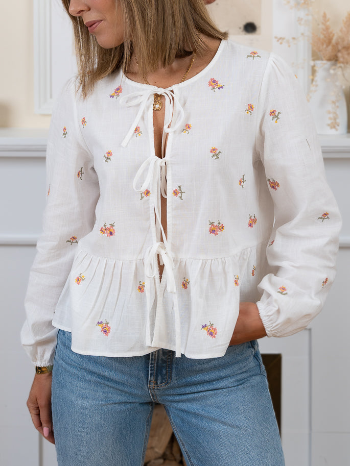 Ecru Lily Bow top
