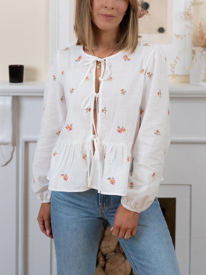 Ecru Lily Bow top