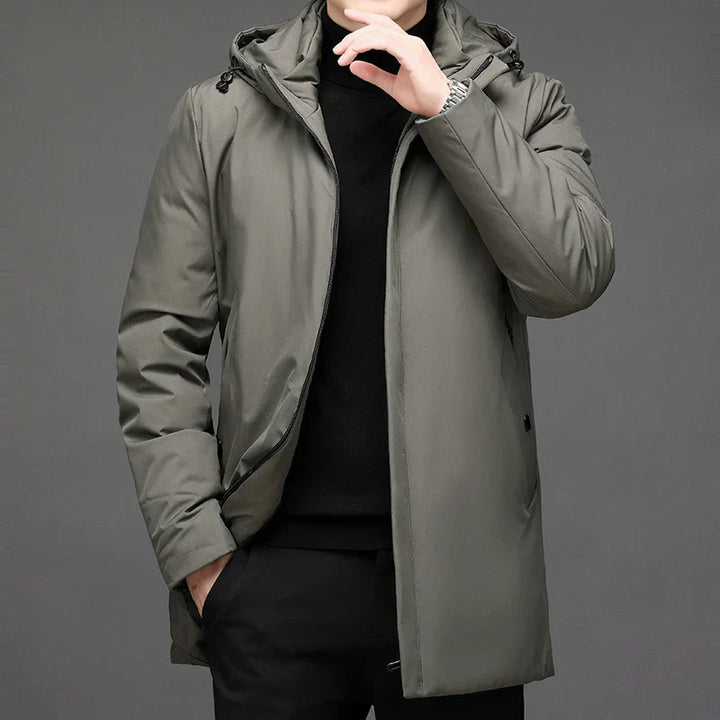Men's zipper hood long jacket | winter