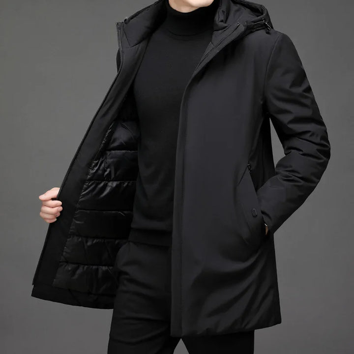 Men's zipper hood long jacket | winter