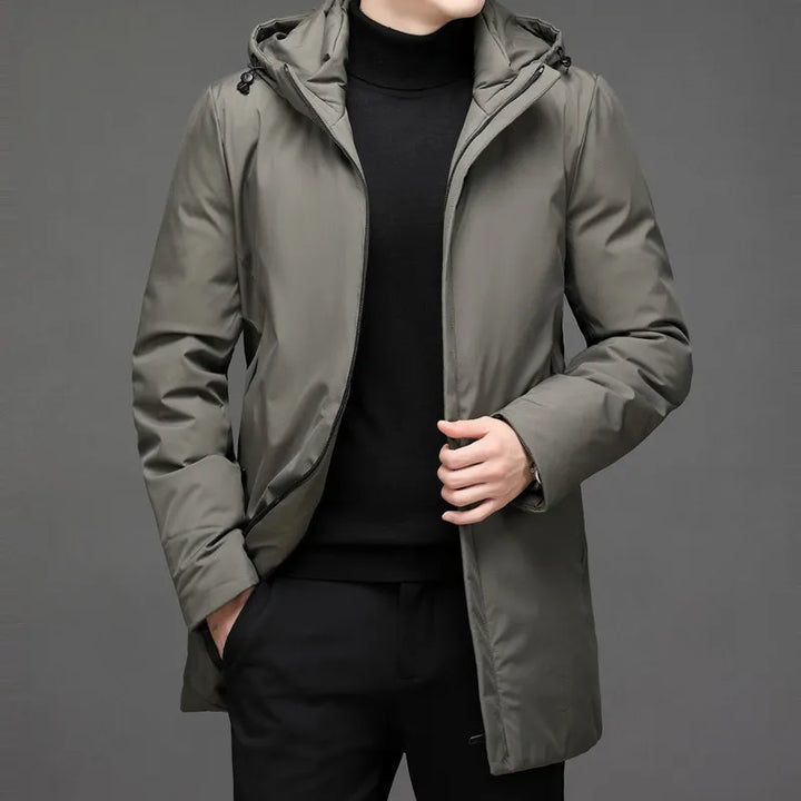 Men's zipper hood long jacket | winter