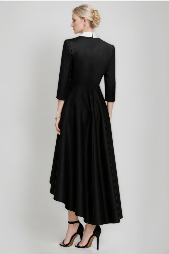 A-Line/Princess V-Neck Peaked Lapel 3/4 Sleeves Asymmetrical Mother of the Bride Dresses with Buttons