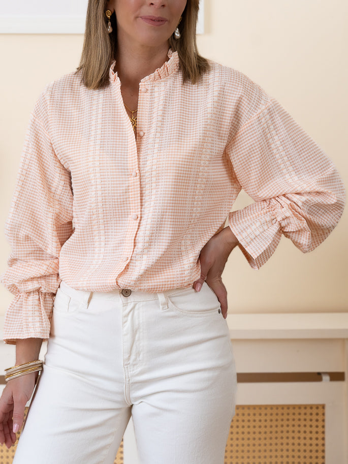 Peach Carmen Blouse