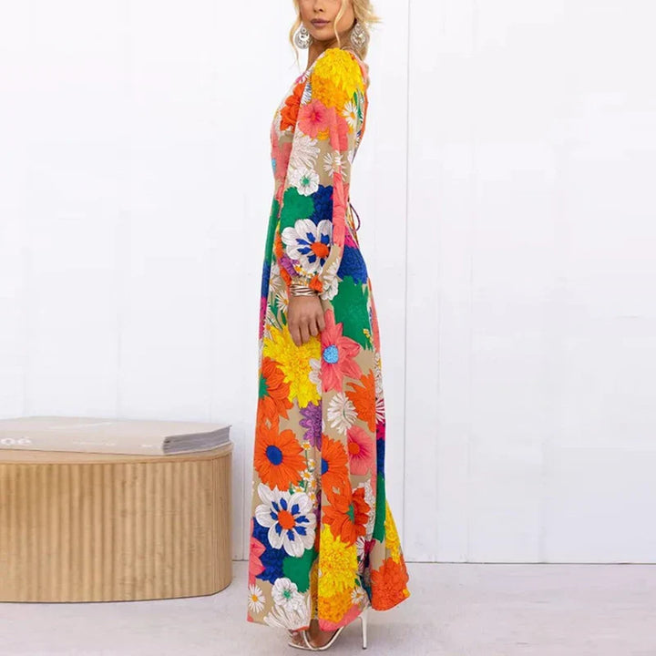 Sierra - Elegant Floral Print Vacation Dress