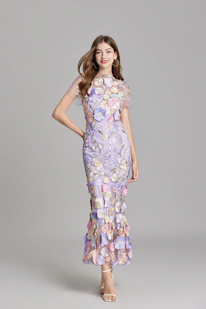 Lisa - Sheer Embroidered Maxi Dress