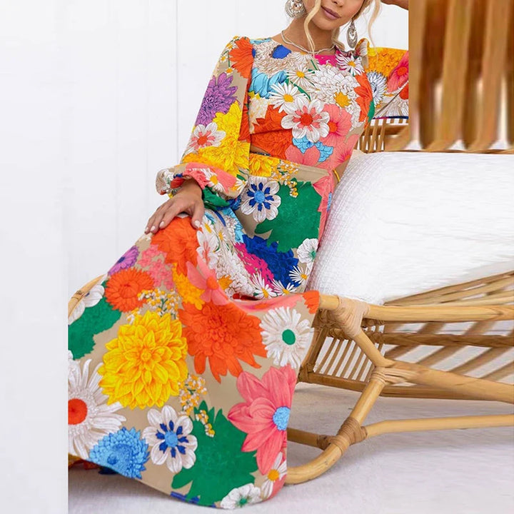 Sierra - Elegant Floral Print Vacation Dress
