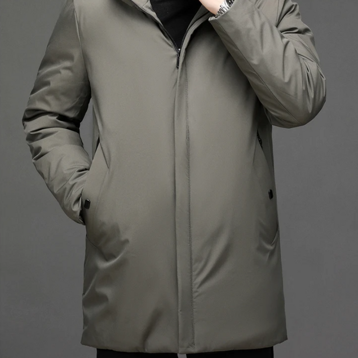 Men's zipper hood long jacket | winter