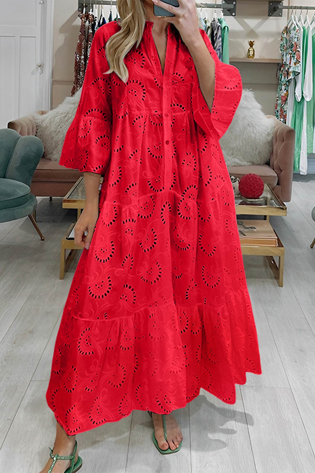 Florence - Bohemian Embroidered Cotton Maxi Dress