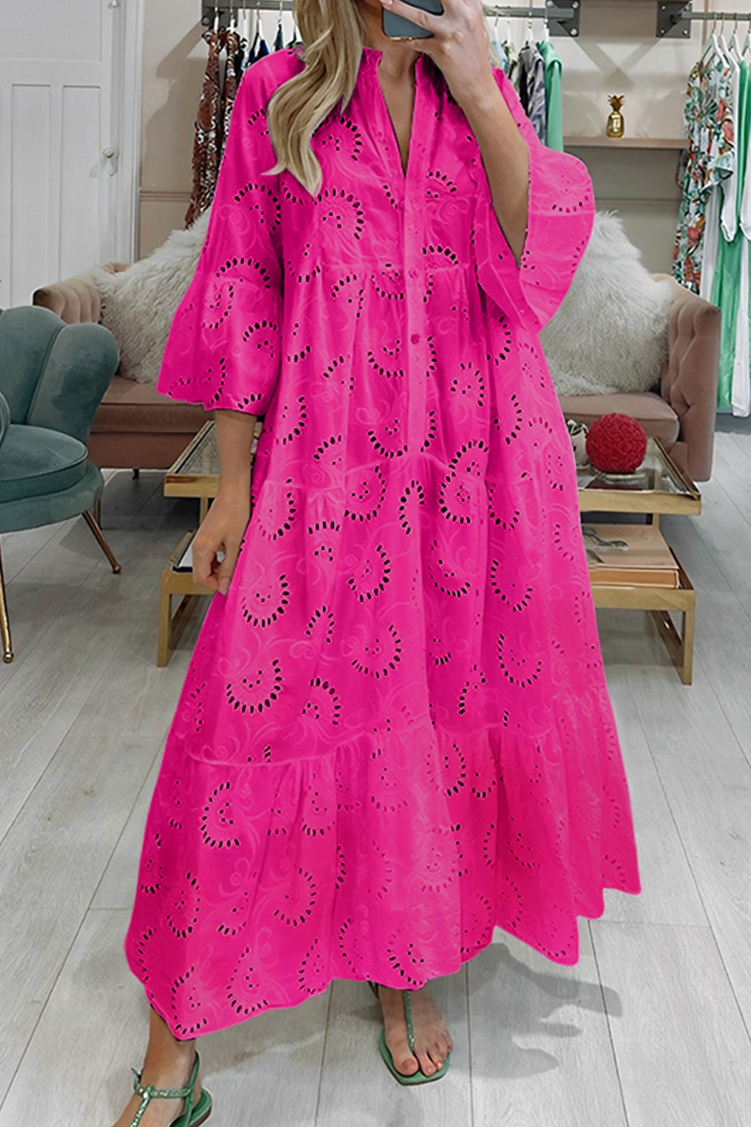 Florence - Bohemian Embroidered Cotton Maxi Dress