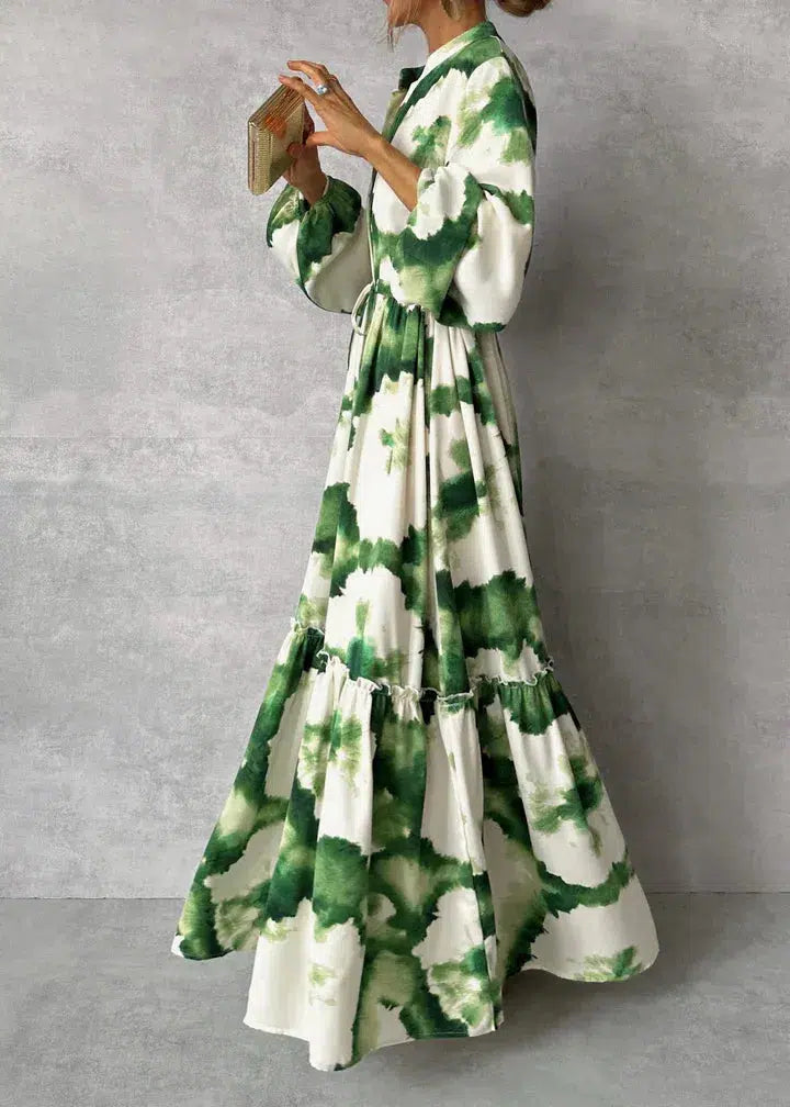 Emerald - Elegant Flowy V-Neck Maxi Dress